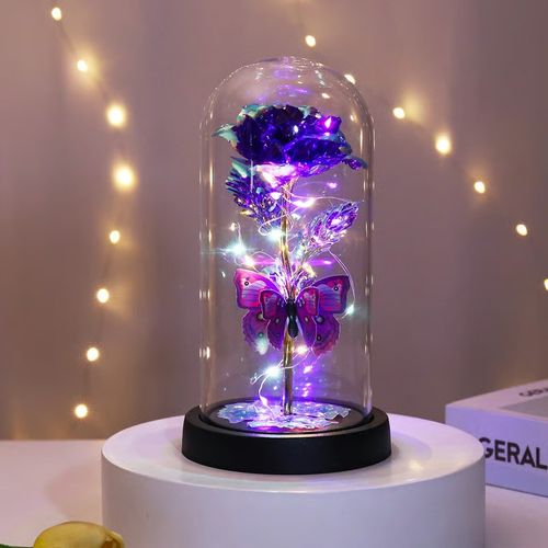 🏆Flash 49%  Almost Gone -💥Eternal Butterfly Rose Glass Dome Display with LED Light🦋🌹