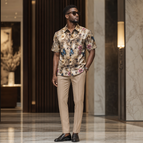 Summer butterfly-print acetate shirt
