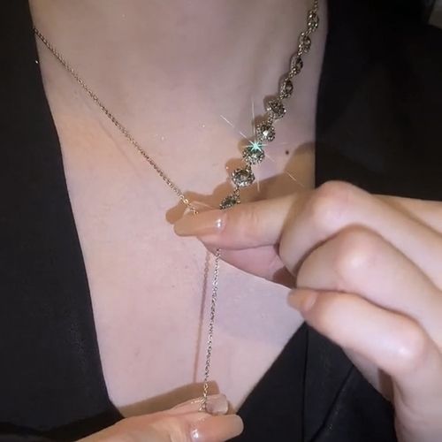 High-end luxury crystal diamond pull-out clavicle necklace