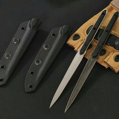 Tactical Full Tang Tea Knife and Ice Pick, Outdoor Survival Emergency Tool with Non-Slip Handle, Portable Heavy Duty Window Breaker for Camping