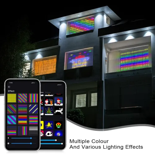 DIY text custom pattern magic color point control leather line light smart curtain light RGB magic color LED curtain light string