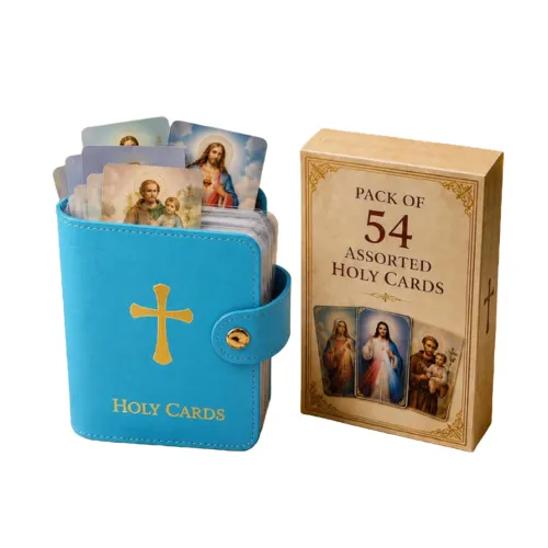 Catholic Leather Holy Card Holder Prayer Card Organiser With Snaps Closure Waterproof Large Capacity Card Collection For Fans