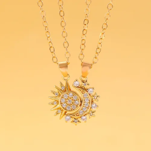 Stainless Steel Magnetic Sun Moon Couple Necklace Fashion Chain for Men and Women Good Friend Gifts Trend Jewelry