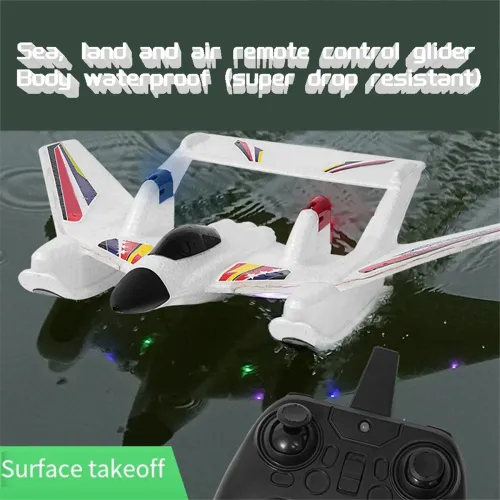 Amphibious Waterproof EPP Foam Fixed-Wing Glider Aircraft 2.4G Radio Control Airplane with LED Lights Plane Toys