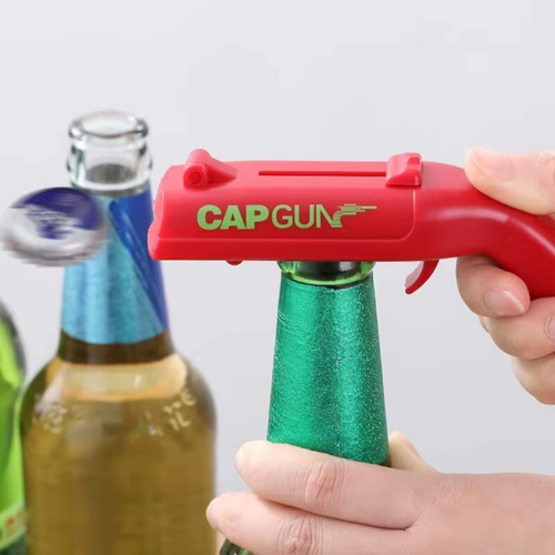 2pcs Creative Beer Bottle Opener Gun Flying Cap Launcher ABS Plastic Drink Opener Toy for Bar Party Home Kitchen Bar Supplies Tools