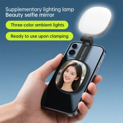 Magnetic Fill Light for Live Broadcast, Mobile Phone Ring Light, Mirror,Beauty Selfie Light,Compact Portable Light Black