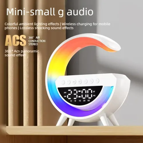 2026 Hot Selling Bluetooth Speaker Wireless Charging Home Alarm Clock Atmosphere Light