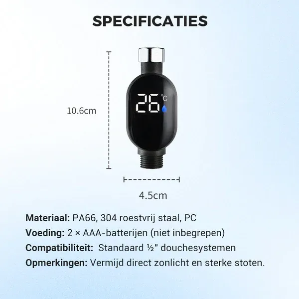 💧Douche thermometer🌡️Geen giswerk meer - Instant Temp!🚿