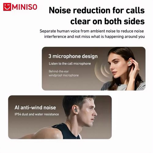 MINISO MS105 TWS Wireless Bluetooth Earbuds AI Translation Earbuds HiFi Stereo Noise Cancelling HD Mic for Travel Business
