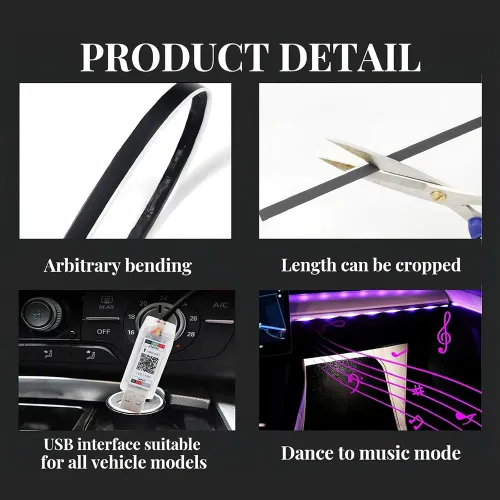 Car Interior LED Strip Lights Acrylic RGB Auto Ambient Lighting with Dreamcolor Center Console Dashboard Lamps with APP Remote