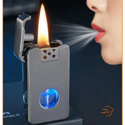 Creative Intelligent Voice-controlled Ignition LED Windproof Kerosen Lighter Blue Light Transparent Fuel Tank Large Capacity