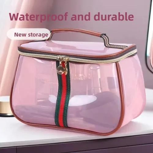 Transparent Large Capacity Waterproof PVC Makeup Bag Portable Toiletry Bag Luxury Sensation Handheld Cosmetic Bag