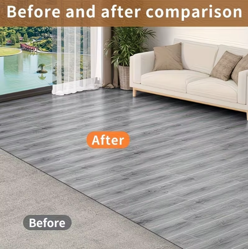 5pcs 50cm*2m Peel and Stick Wood Flooring Planks-Self-Adhesive Wood Grain Floor Tiles with Thickened