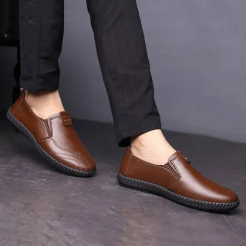 Men's Shoes Versatile soft leather footwear Fashion comfortable loafers male breathable new flat Zapatos