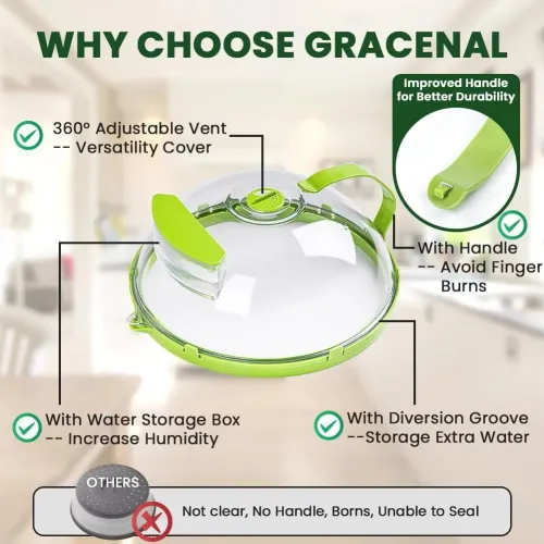 Microwave Food Cover Clear Microwave Splash Guard with Steamer and Handle Kitchen Gadgets