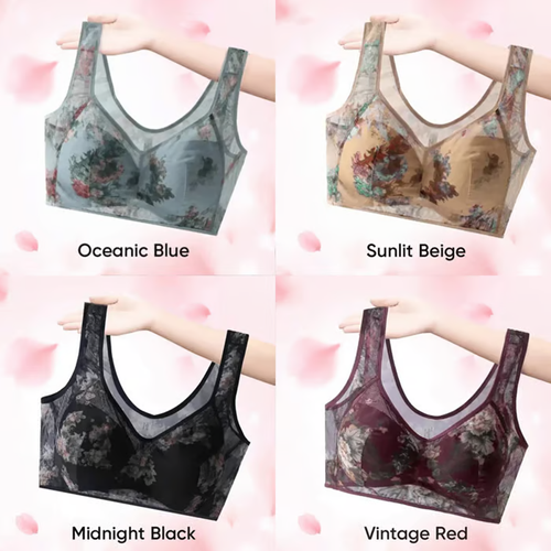 4-Piece Set: Super gather bra | Ice Silk Lace Cooling Comfort Bra