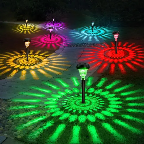 Solar Pathway Lights Outdoor Solar Yard Lamp RGB Color Changing  IP67 Waterproof LED Solar Lights for Garden Path