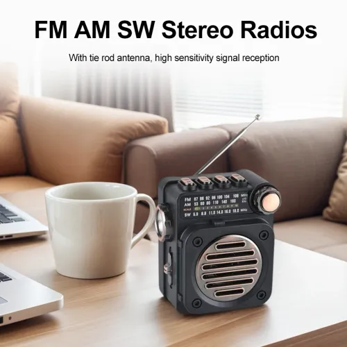 Portable Radio Wireless BT Music Player Pocket Radio with LED Flashlight Mini Radio Receiver for Home or Outdoor