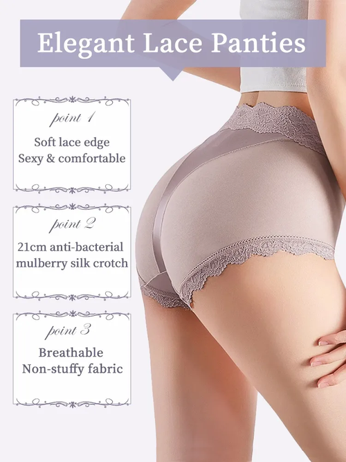 Set of 3 sexy lace panties with criss-cross waist design, comfortable and breathable, with an extended silk crotch.