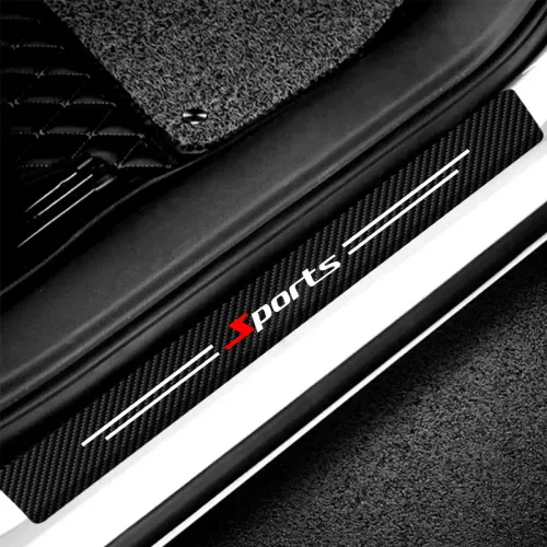 5PCS For Sports Car Door Sill Strip Carbon Fibre Protective Cover Universal Anti-scratch and Anti-collision Door Decorative Stri