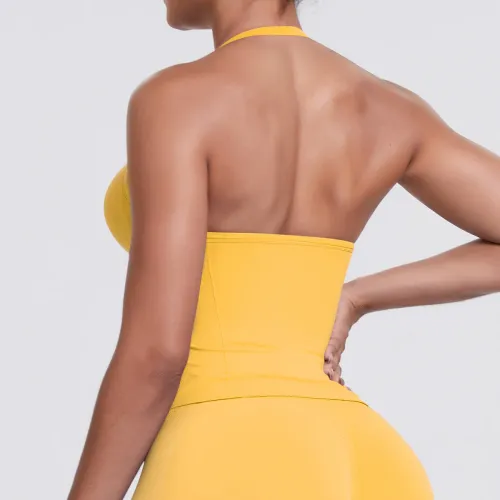 Longline Strappy Top Sports Yoga Vest Underwear Women's Fitness Top Gym Beautiful Back Bra Running Workout Halter