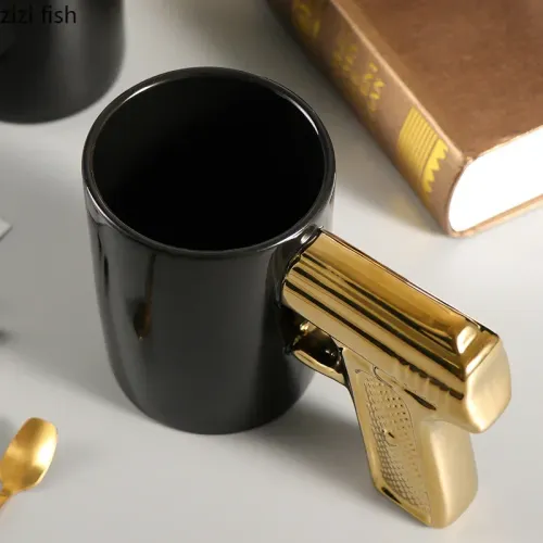 Creative Amazon Cross-Border Coffee Mug: Revolver-Style Ceramic Cup