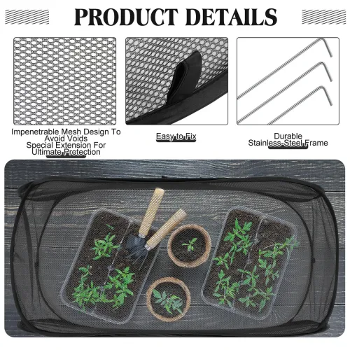 2pcs Pop Up Garden Mesh Plant Cover Seedlings Large Vegetable Supplies Indoor Gardening