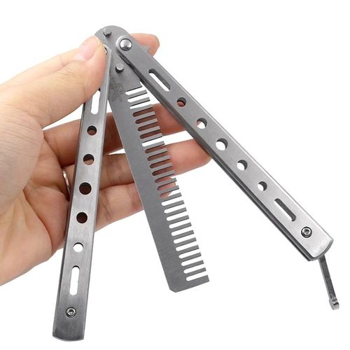 Portable Butterfly Training Knife Foldable CSGO Balisong Trainer Pocket Flail Knife Uncut Blade Butterfly Comb for Training Tool