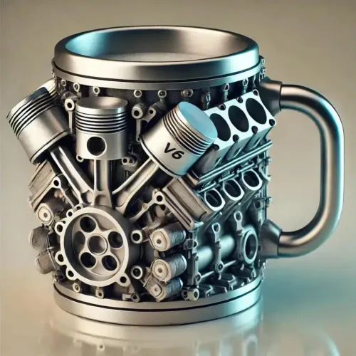 Engine themed coffee cup