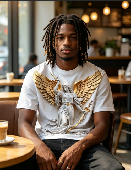 Mens  Angel Warrior Graphic T Shirt