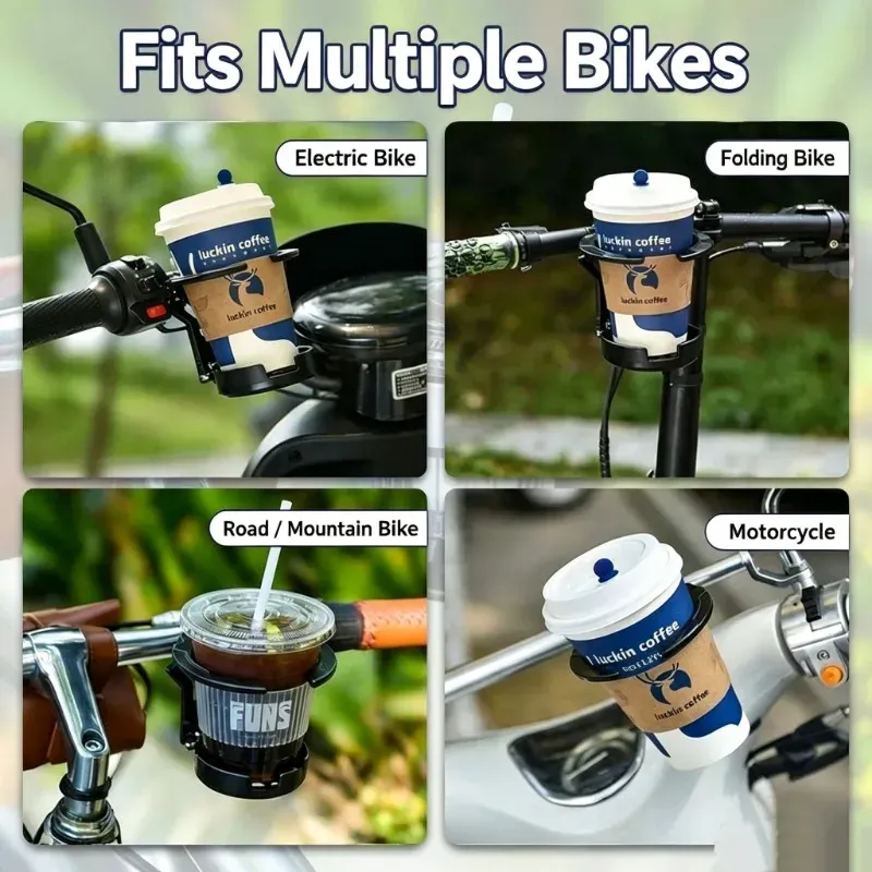 2PCS Folding Design Motorbike Water Cup Holder Sturdy Anti‑Shake Drink Bottle Mount For Scooter E‑Bike Road Bike Cycling Supplies