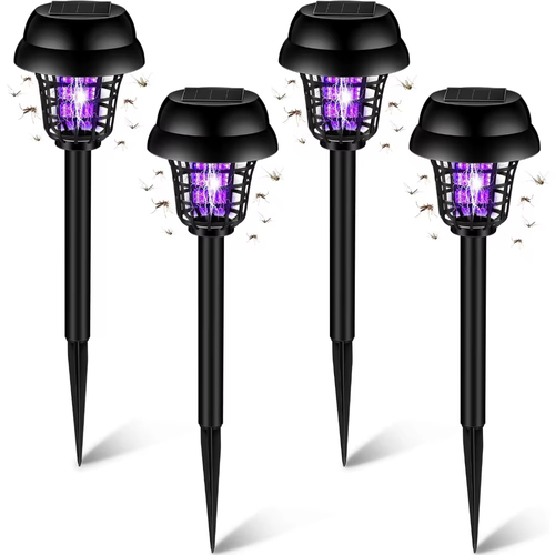 4-Piece Set of Waterproof Solar Outdoor Mosquito-Killing Lights — Mosquito and Pest Repellent Lights for Gardens and Courtyards