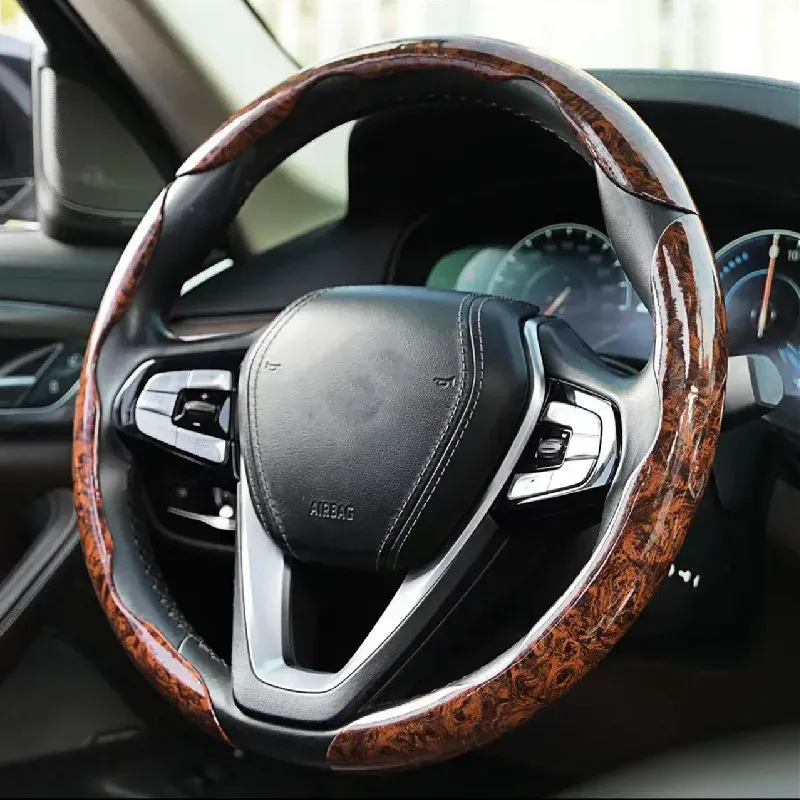 Peach Wood Grain Car Booster Steering Wheel Cover General Universal Steering Protection Case For Sport Men Non-Slip Handle Cover