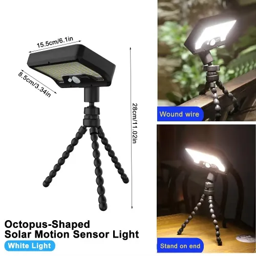 LED Solar Flood Light Flexible Octopus Tripod Portable Clip Light Waterproof Security Lights Clip Garden Decorative Light