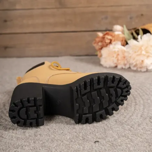 Women Retro Round Toe Chunky Heels Ankle Boots Autumn New High Heels