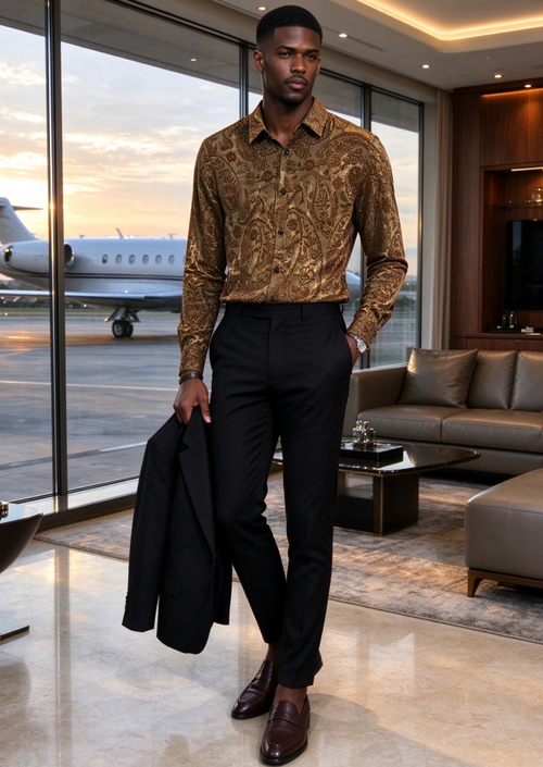 Elegant Paisley Textured Business Shirt for Men