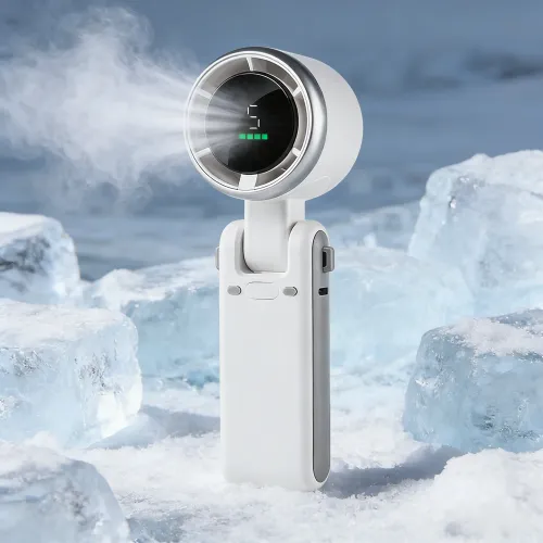 New Portable Electric Fan Creative High-power Display Screen Foldable Handheld Fan USB Rechargeable Hanging Turbo Fan