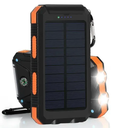 Solar Panel Power Bank Case Charge Storage Box Dual USB Power Bank Shell SOS Light Flashing Light Compass Power Bank Box