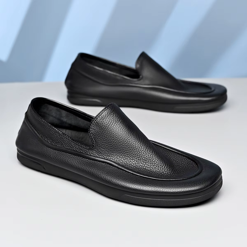 Men's soft-leather casual business shoes—breathable, thin-soled, and suitable for summer.