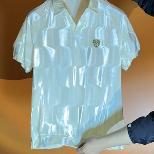 Men's Casual Short Sleeve T-Shirt Breathable Fashionable Polyester Fiber Summer New Style Versatile Gold Stream