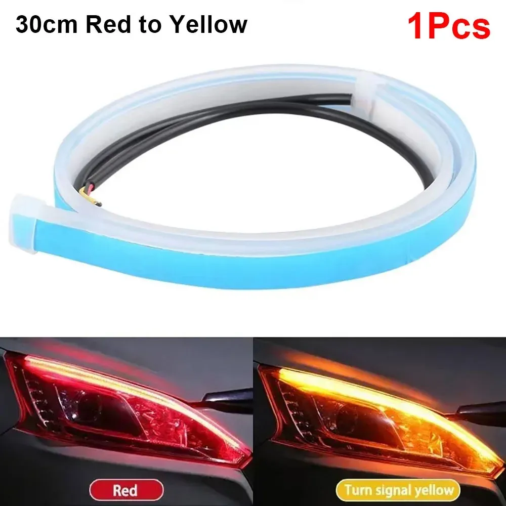 2Pcs New 45cm DRL LED Strip 12V Universal Auto Headlights RGB Yellow Brake Flow Lights
