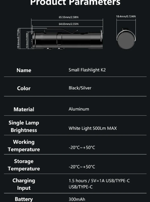 Lenovo 6-in-1 Multifunctional Keychain Flashlight COB Side Light Rechargeable Magnetic Work Light Window Breaker Emergency Tool