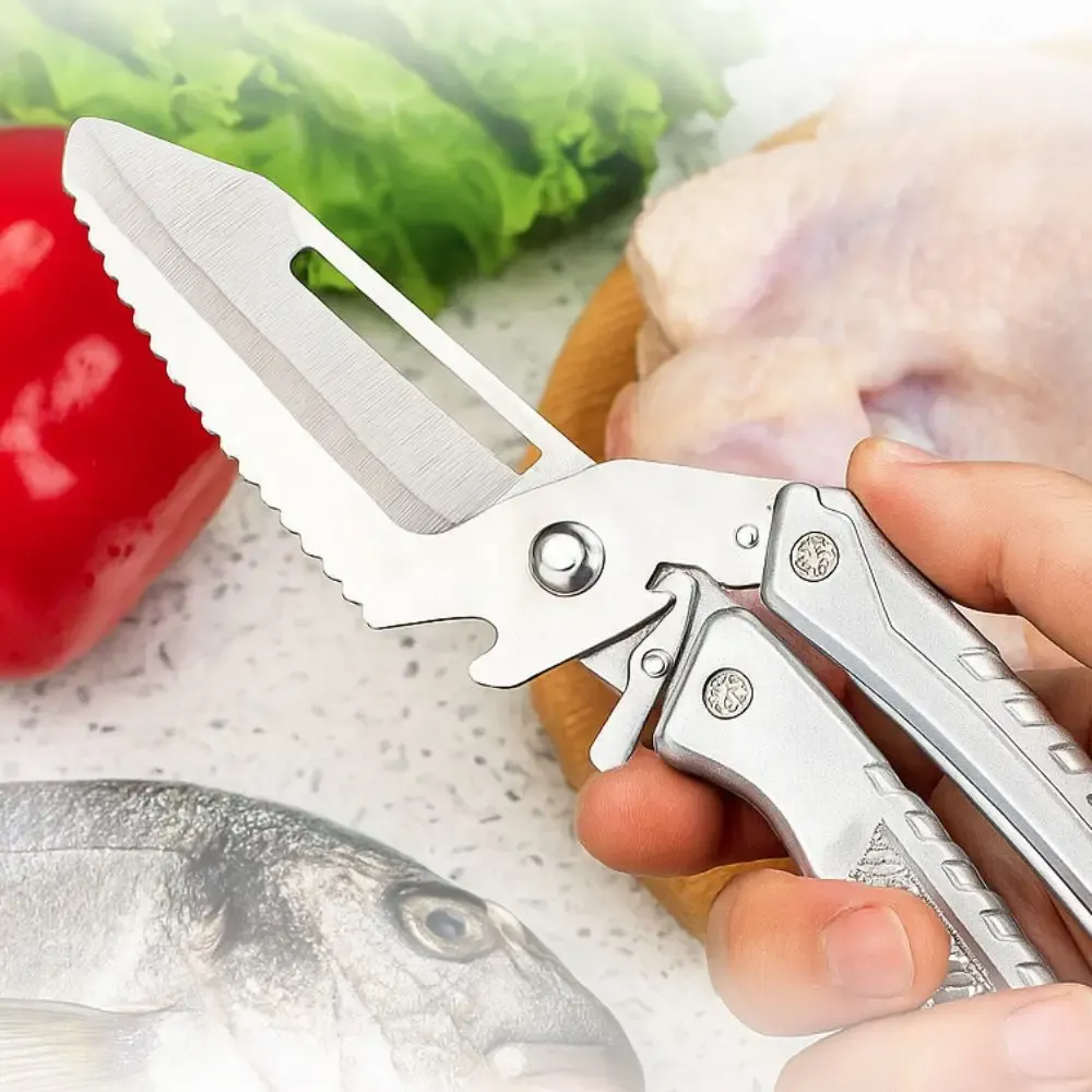 Peeler Removable Scissor with Safety Buckle Non-slip Handle Kitchen Scissor Stainless Steel Food Scissor Outdoor