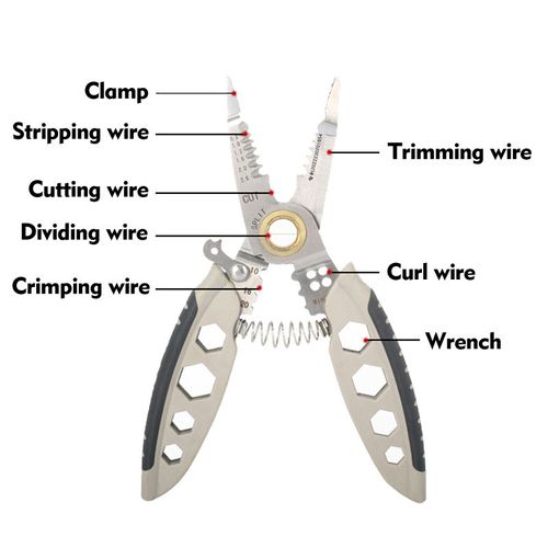 Stainless Steel Wire Stripper Multi-function Electrician Wire Splitter Wire Winding Pliers Crimping Pliers Hand Tool