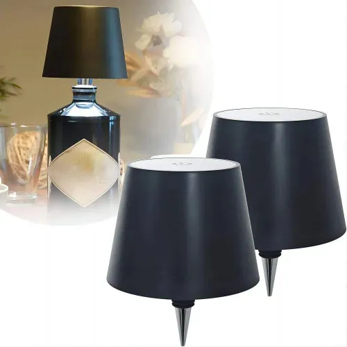 2-Piece Set USB Charge Bottle Table Lamp Touch Control of 3 Colors and Stepless Dimming Night Lamp