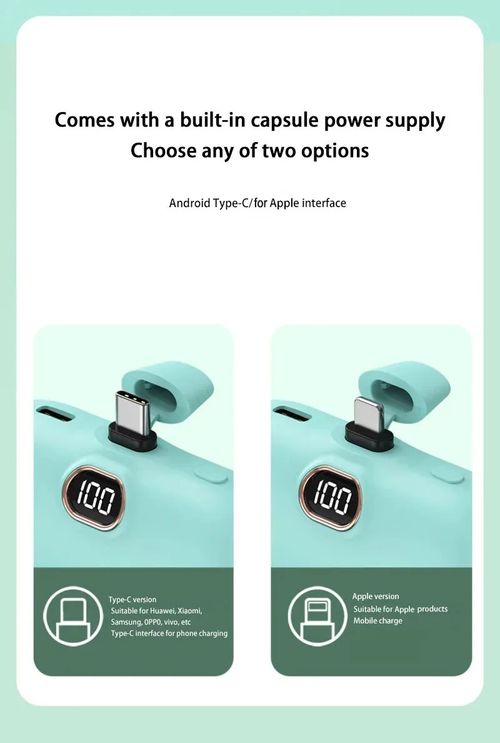 Portable Mobile Charger Mini Power Bank Built Cable Fast Charger Battery Capsule Power bank5000mAh