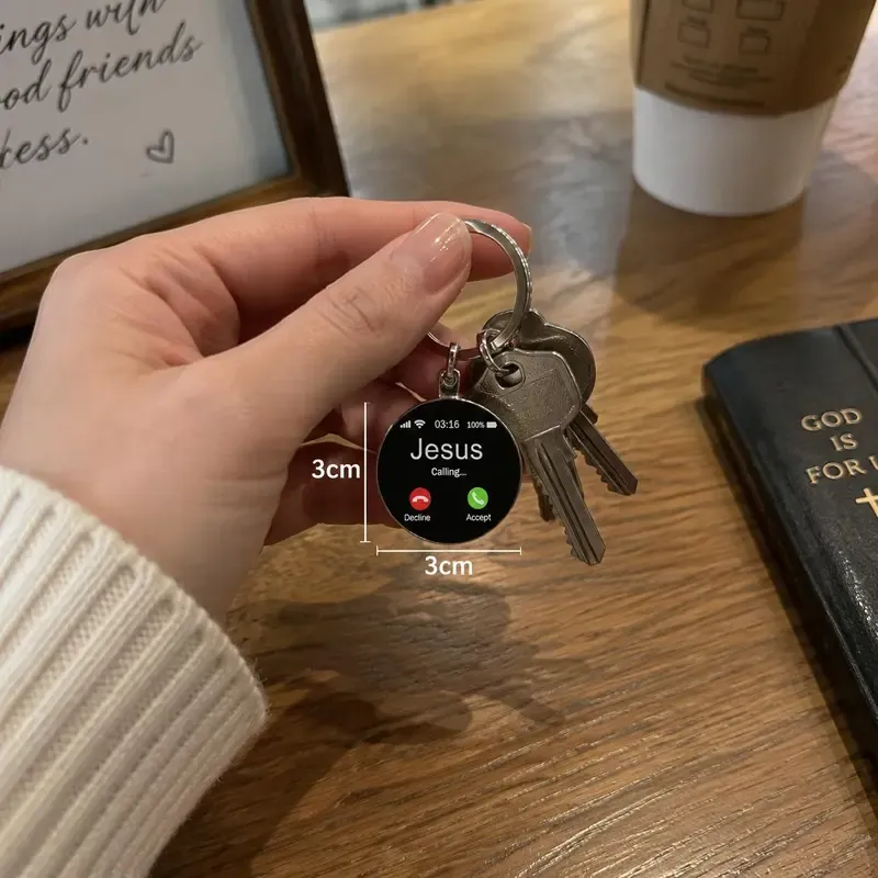 8PCS Jesus Calling Keychain, Christian Key Ring Gift, Faith Inspirational Keychain, Religious Gift for Men Women, God Bless You Reminder