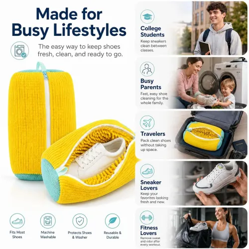 2PCS Shoe Washing Machine Bag, Laundry Bags for Washer & Dryer Deep Cleaning Machine for All Shoes Type Shoe Cleaning Bag with Zipper