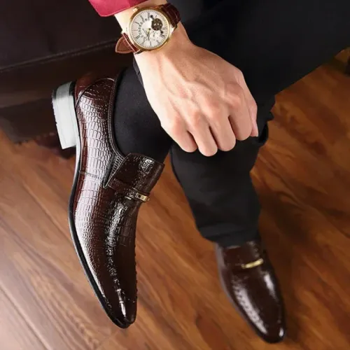 Men's leather shoes luxury crocodile pattern business dress shoes