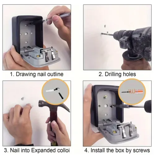 Wall Mounted Key Holder, Password Lock, Waterproof 4-Digit Password Storage Box, Easy To Install, Safe For Home Office Use